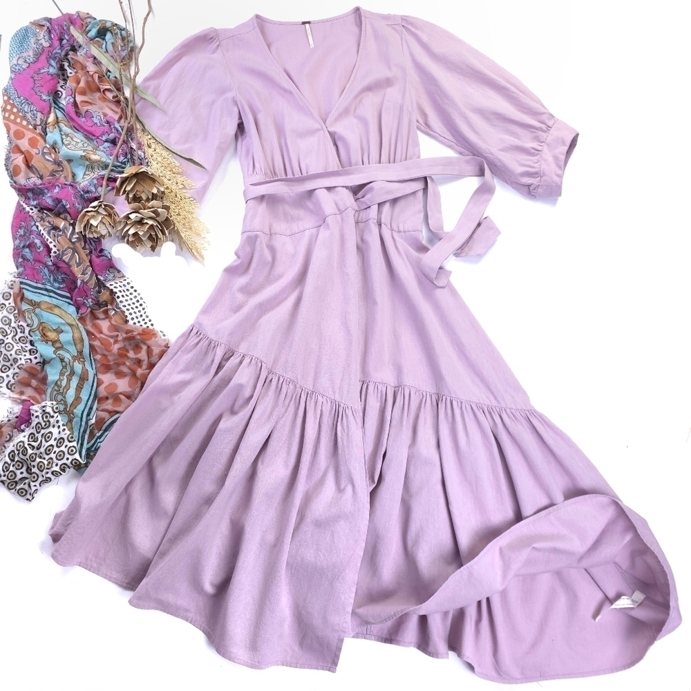 Free People Elegant Lavender Wrap Maxi Dress Sz Xs
